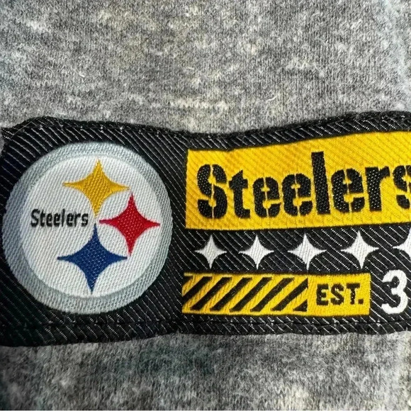 NFL Pittsburgh Steelers Youth L (14/16) Athletic Hoodie Sweatshirt Gray & Black - Picture 4 of 9